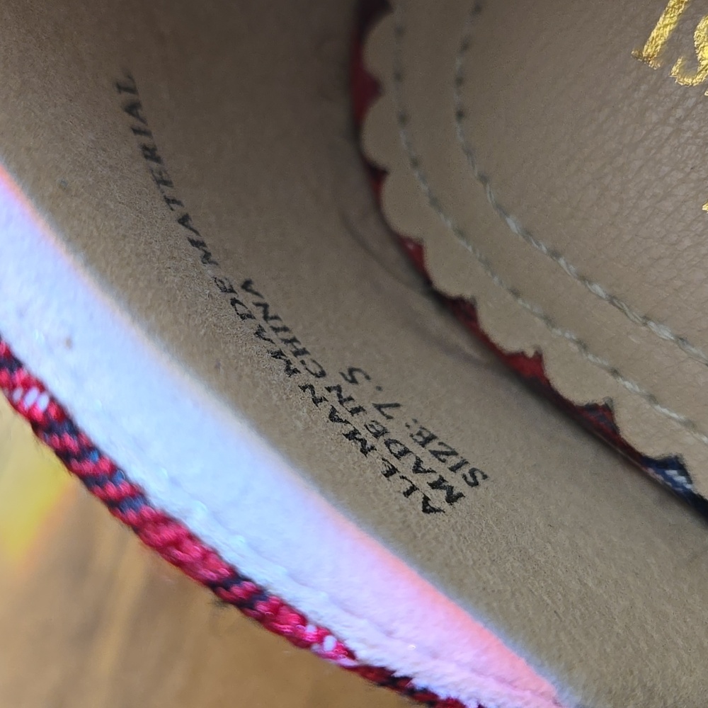 Plaid Red Women's Flats - Picture 4 of 6